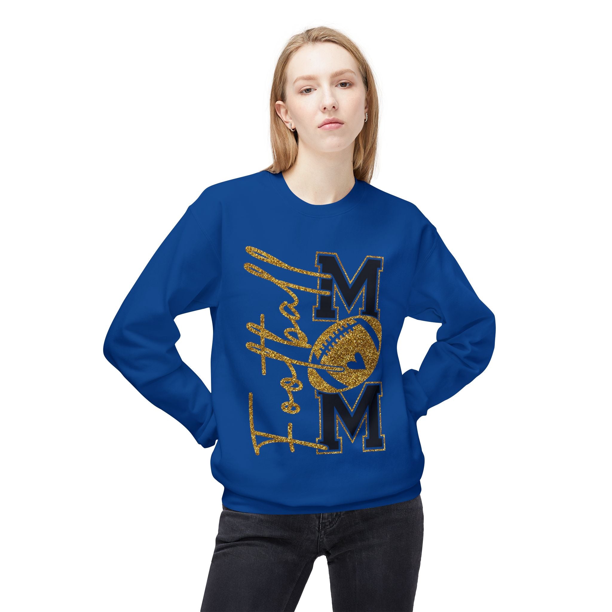Football Mom1 Unisex Midweight Softstyle Fleece Crewneck Sweatshirt